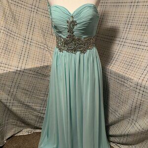 Stunning Light Blue Glitter Strapless Gown